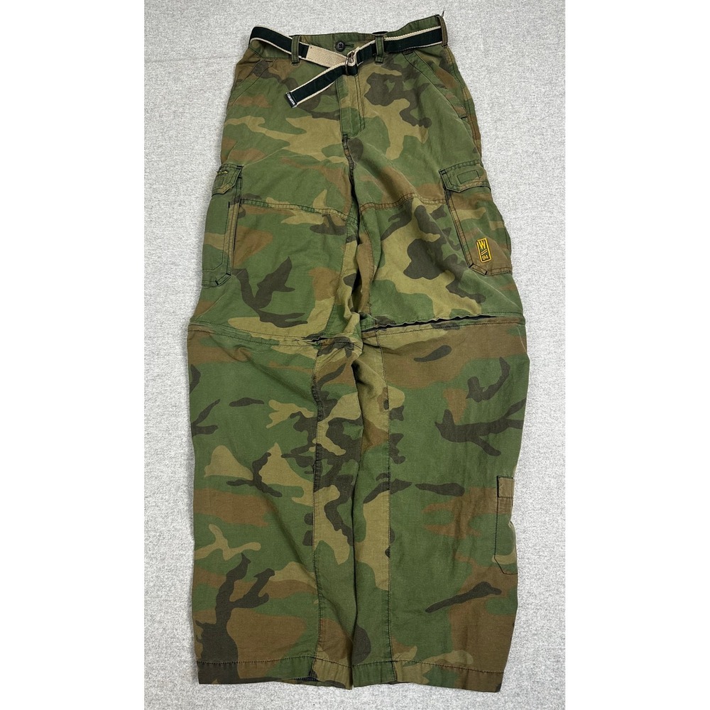 WearFirst Cargo Pants Boys 12 Green Camo Belted Trousers